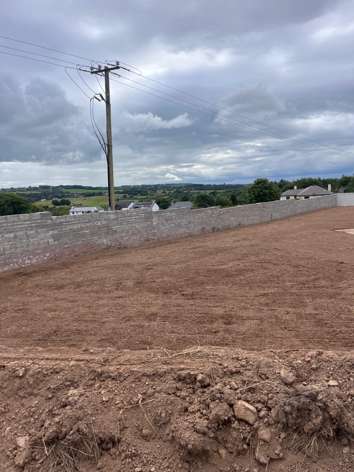 Levelled topsoil, walled garden