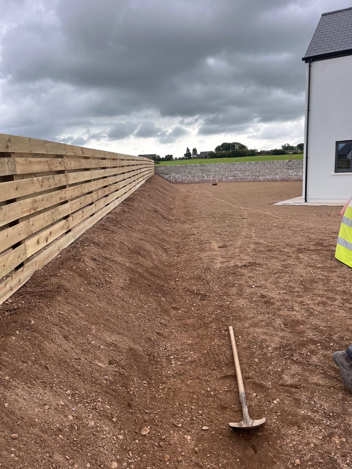 Levelled garden, post-and-rail fence