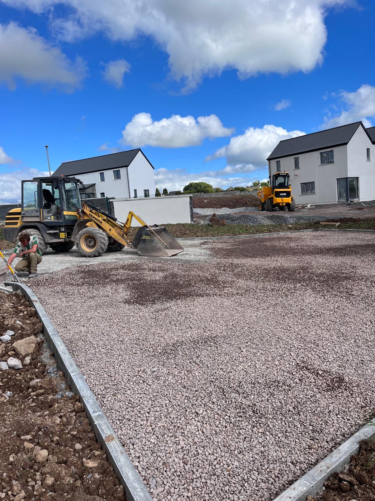 Laying the gravel forecourt