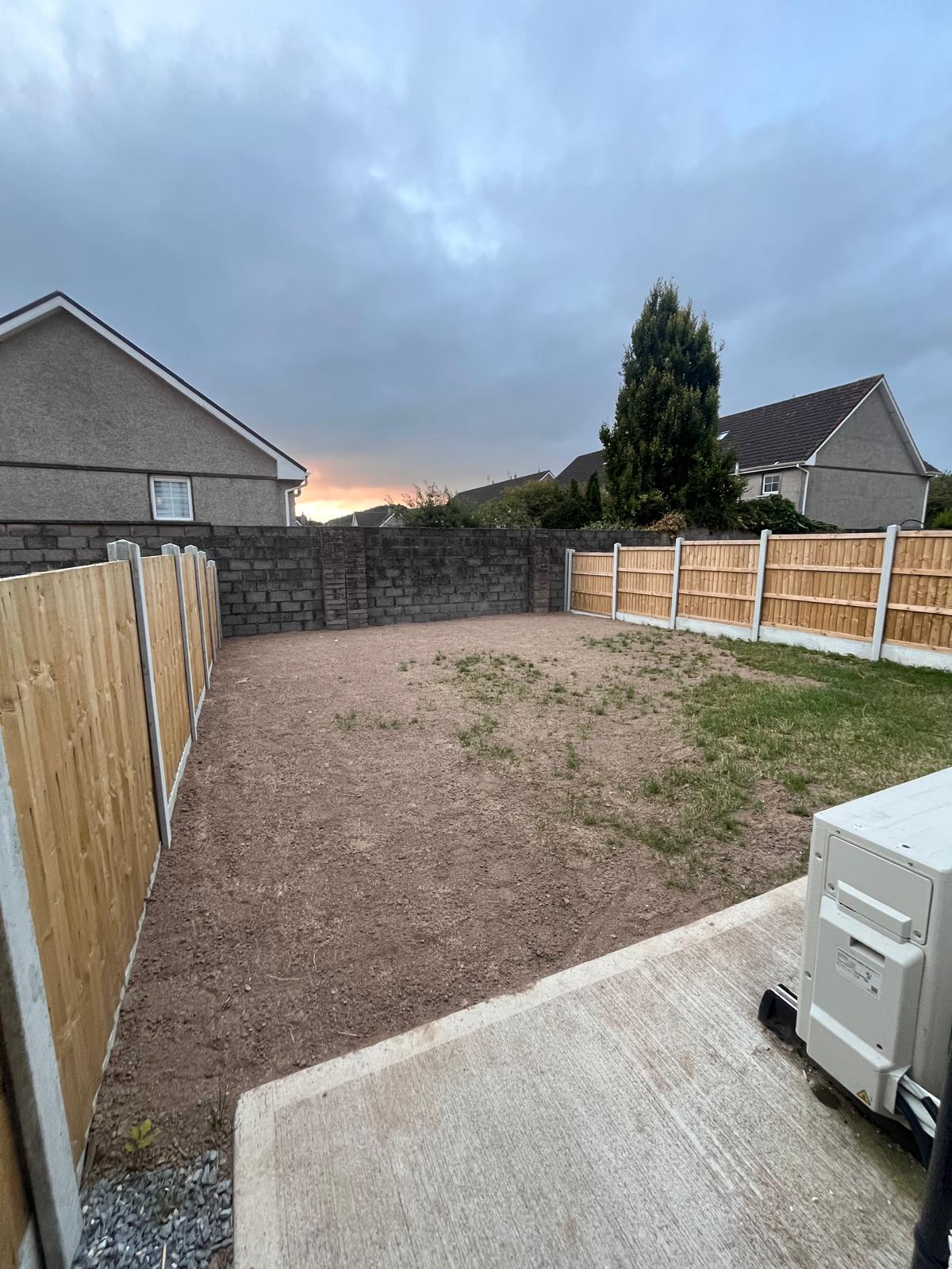 Graded rear garden & new fencing